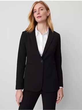 Ann Taylor 16 Tall Classic Black Women's Blazer - Tailored Single-Button Jacket